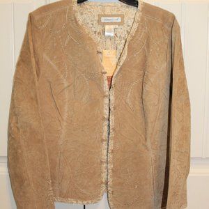 Leather Detailed White Embroidery Jacket